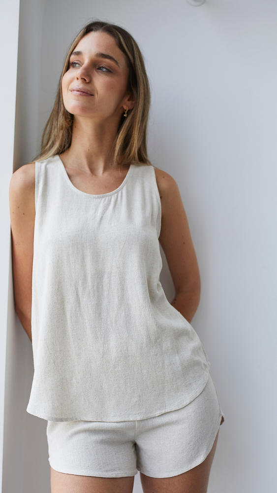 PIJAMA LEYLA LINO LITH BEIGE