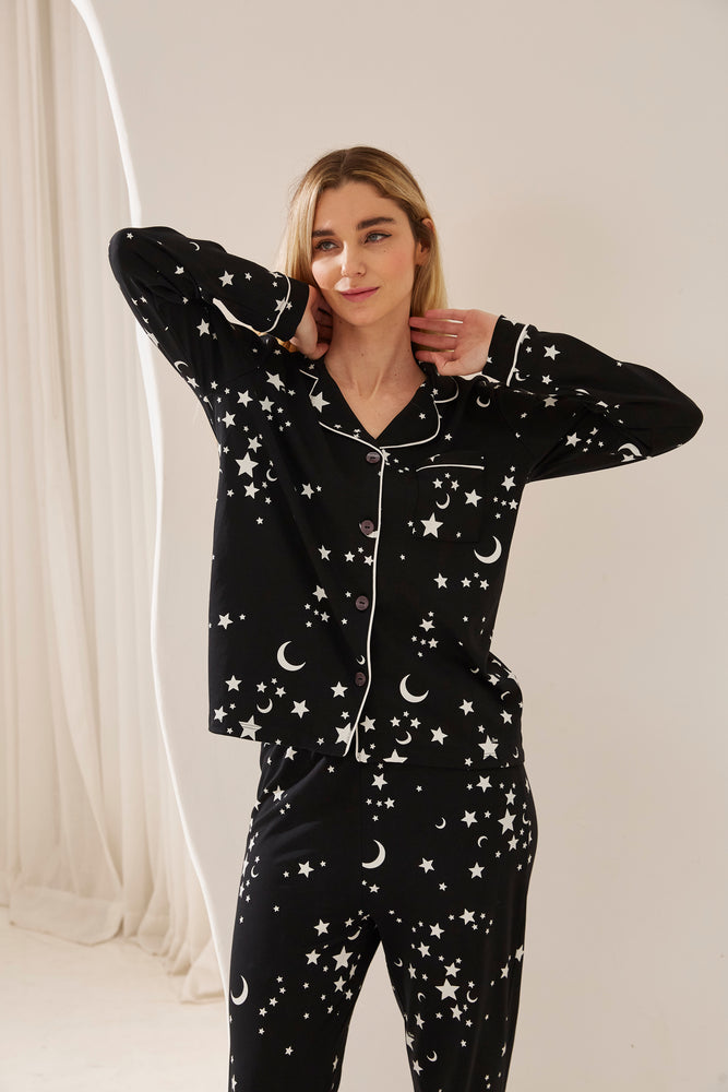 PIJAMA DAMASCO NEGRO
